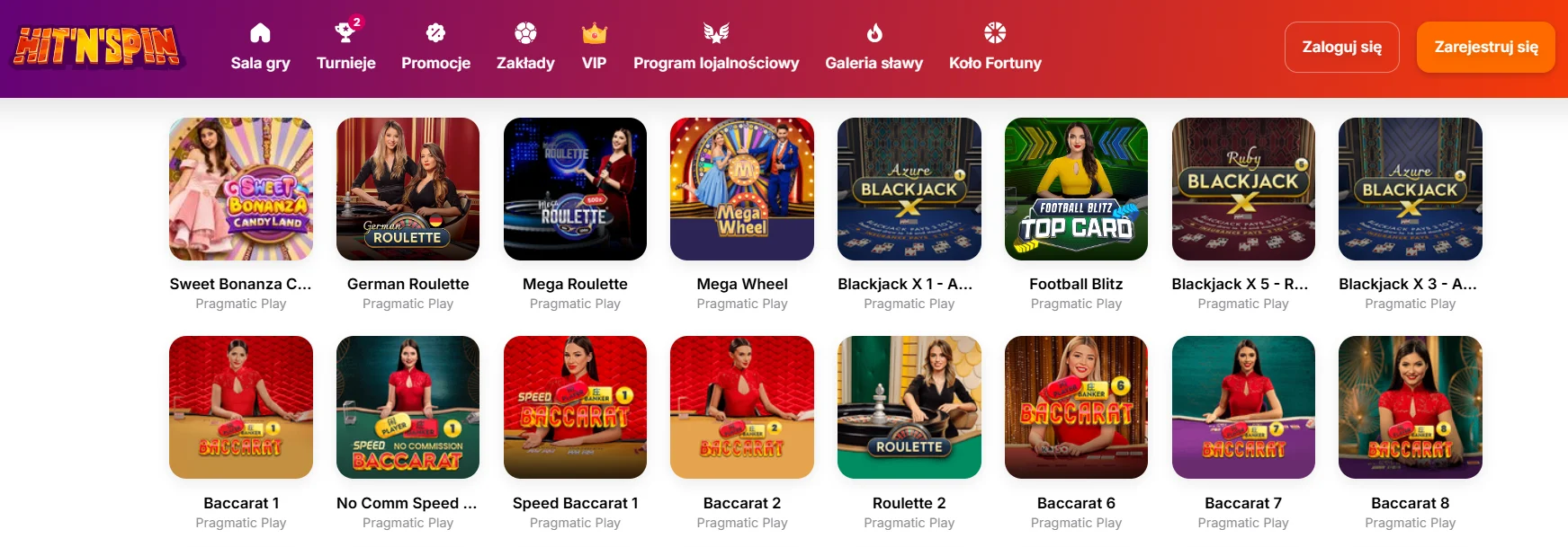 HitNSpin Casino interfejs gier